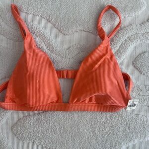 Aerie Ribbed Bikini Top in Coral